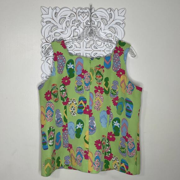 COURTENAY Stretch Women's 14 Tank Top & Skirt 2-Piece Set Flip Flop Print GREEN - Picture 6 of 16